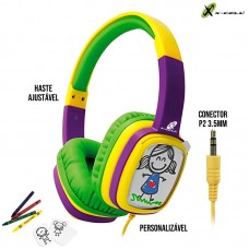 Headphone P2 Kids XC-HS17 X-Cell - Amarelo Roxo